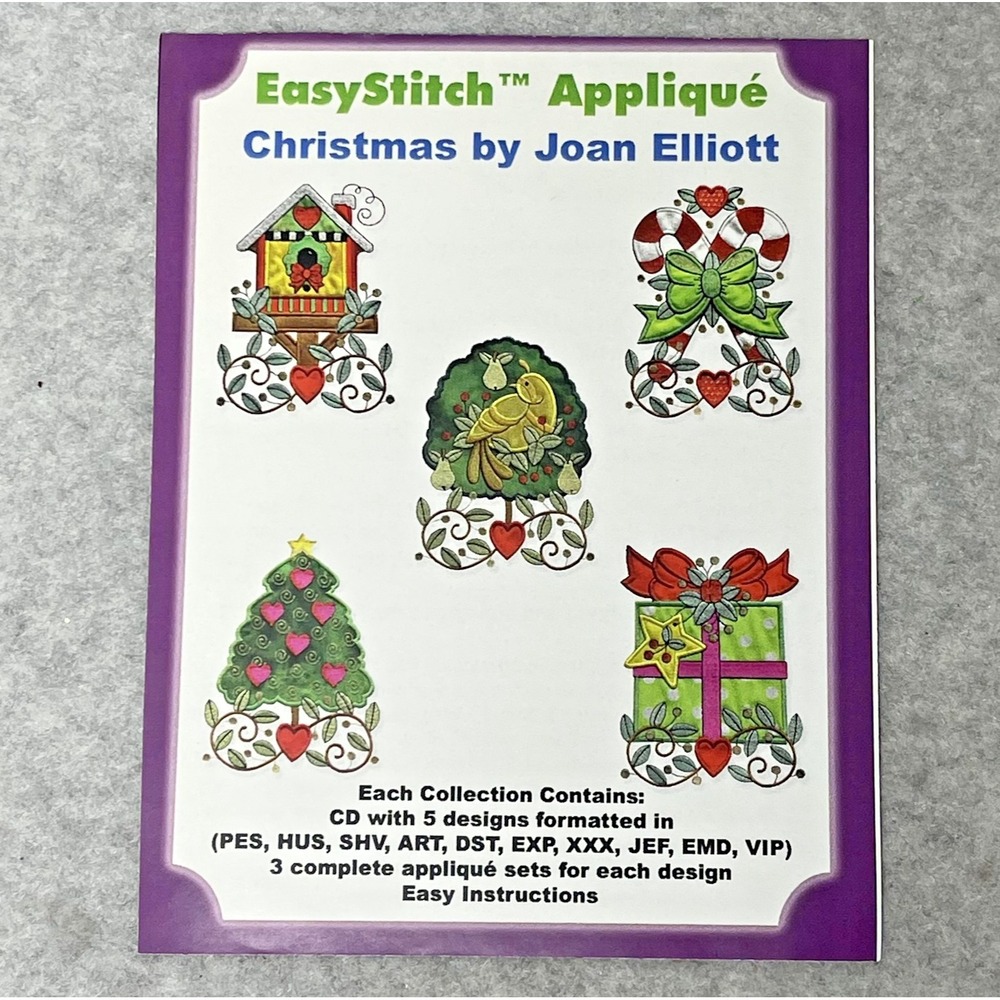 EasyStitch Applique Christmas CD Embroidery‎ Designs Pre-Cut Fabric Quilt Panel
